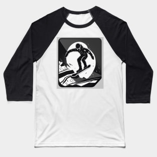 Lunar Boarder Midnight Snowboarding Adventure  Baseball T-Shirt